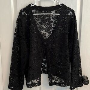 Black Lace Jacket. Long Sleeve. Size 1x-2x